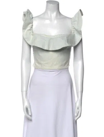 Pre-owned Apiece Apart Square Neckline Sleeveless Crop Top In Blue