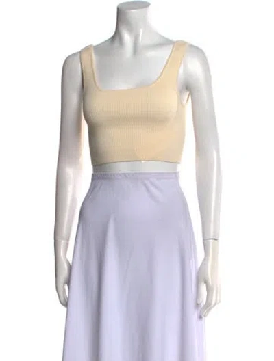 Pre-owned Apiece Apart Square Neckline Sleeveless Crop Top In Neutral