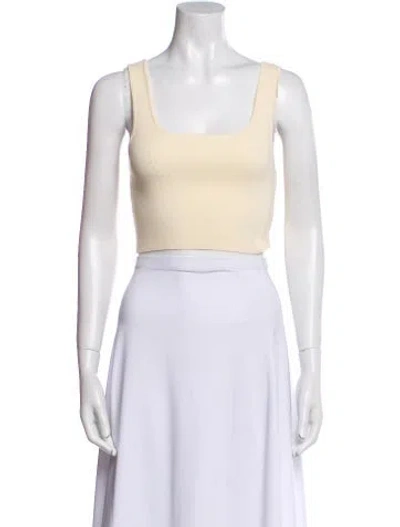 Pre-owned Apiece Apart Square Neckline Sleeveless Crop Top In Neutral