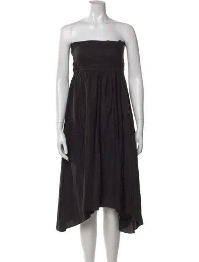 Pre-owned Apiece Apart Strapless Midi Length Dress In Black