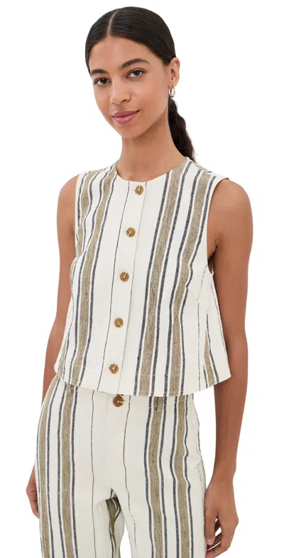 Apiece Apart Stripe Godet Tank Affogato Stripe In Multi