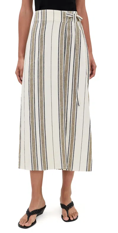 Apiece Apart Stripe Marsala Wrap Skirt Affogato Stripe In Multi