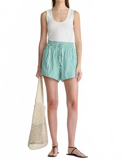 Apiece Apart Stripe Trail Short In Green Yarn Dye In Blue