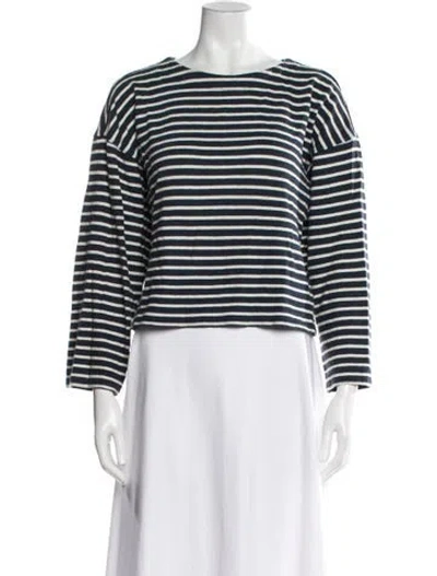 Pre-owned Apiece Apart Striped Bateau Neckline Sweater In Blue