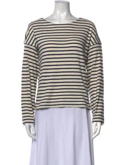 Pre-owned Apiece Apart Striped Bateau Neckline Sweater In Blue