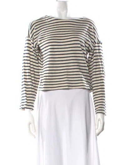 Pre-owned Apiece Apart Striped Bateau Neckline Sweater In Neutral