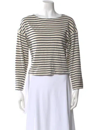 Pre-owned Apiece Apart Striped Bateau Neckline Top In Neutral