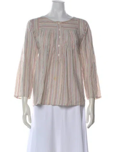 Pre-owned Apiece Apart Striped Crew Neck Blouse In Neutral