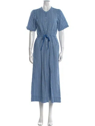 Pre-owned Apiece Apart Striped Crew Neck Jumpsuit In Blue
