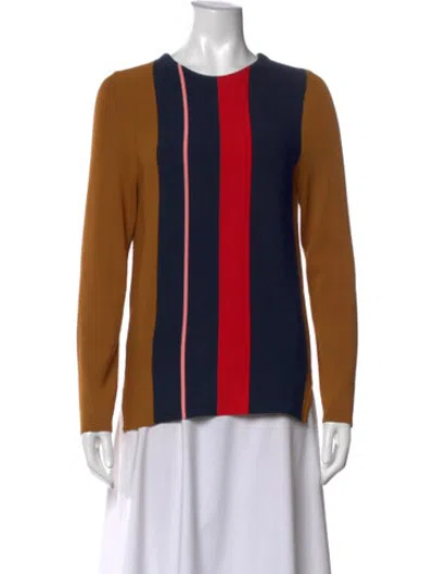 Pre-owned Apiece Apart Striped Crew Neck Sweater In Brown