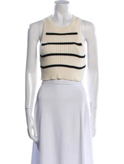 Pre-owned Apiece Apart Striped Crew Neck Sweater In Neutral