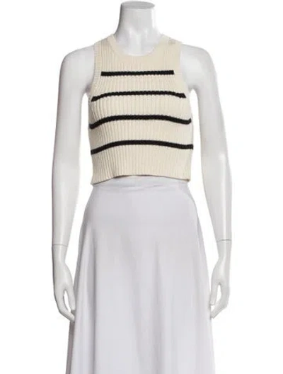Pre-owned Apiece Apart Striped Crew Neck Sweater In Neutral