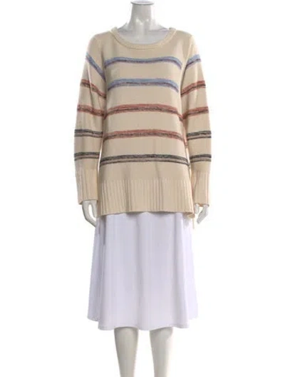 Pre-owned Apiece Apart Striped Crew Neck Sweater In Neutral