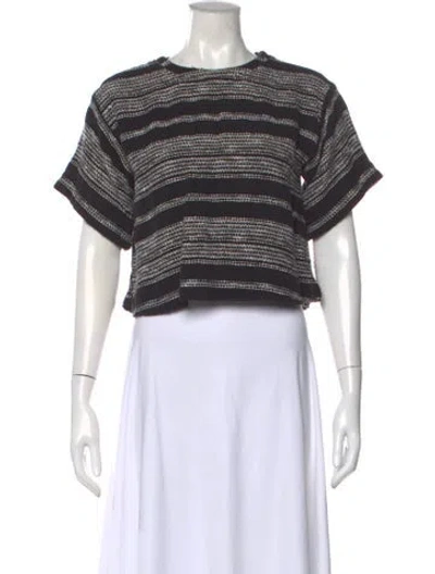 Pre-owned Apiece Apart Striped Crew Neck Top In Black