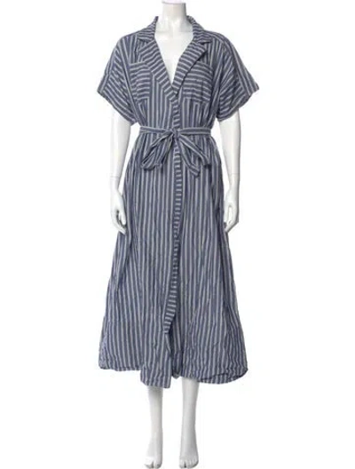 Pre-owned Apiece Apart Striped Long Dress In Blue