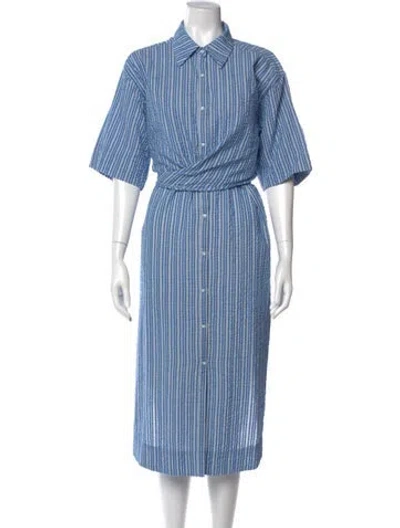 Pre-owned Apiece Apart Striped Long Dress In Blue