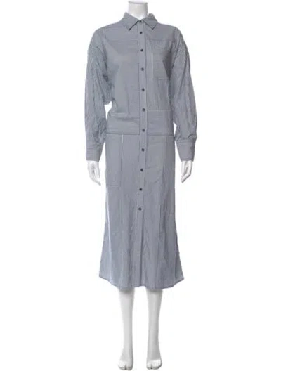 Pre-owned Apiece Apart Striped Long Dress In Blue