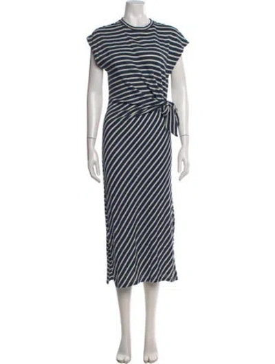 Pre-owned Apiece Apart Striped Long Dress In Blue