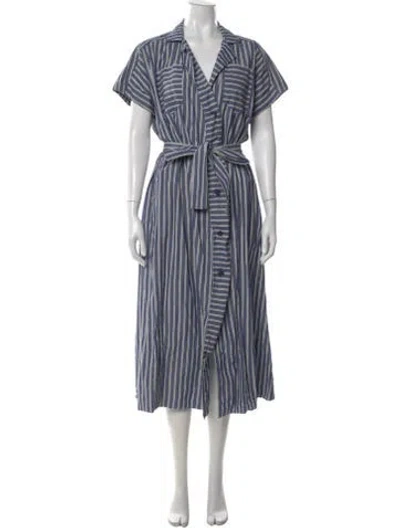 Pre-owned Apiece Apart Striped Long Dress In Blue