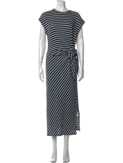 Pre-owned Apiece Apart Striped Long Dress In Blue
