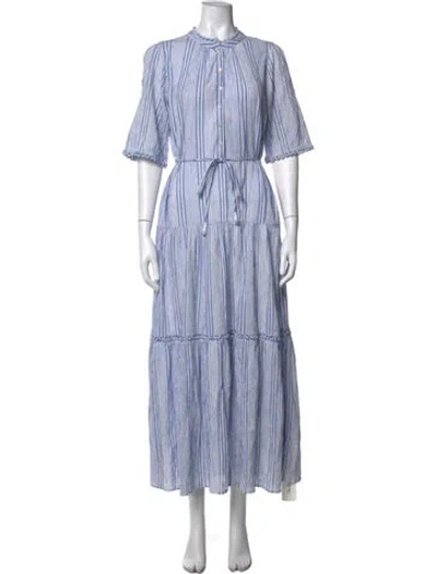 Pre-owned Apiece Apart Striped Long Dress In Blue/white