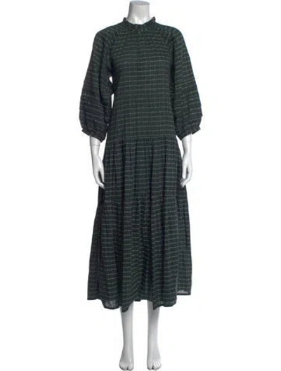 Pre-owned Apiece Apart Striped Long Dress In Green