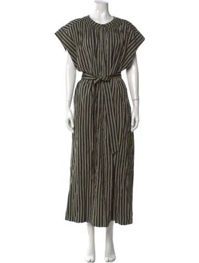 Pre-owned Apiece Apart Striped Long Dress In Green