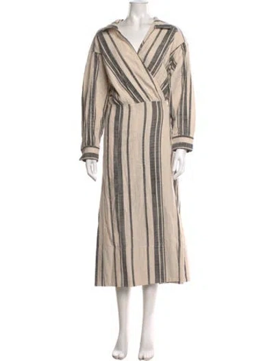 Pre-owned Apiece Apart Striped Long Dress In Neutral