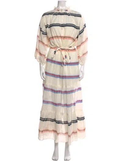 Pre-owned Apiece Apart Striped Long Dress In Neutral