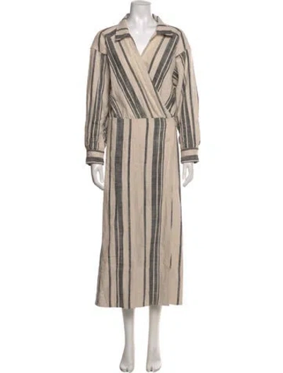 Pre-owned Apiece Apart Striped Long Dress In Neutral