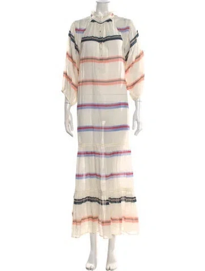 Pre-owned Apiece Apart Striped Long Dress In Neutral
