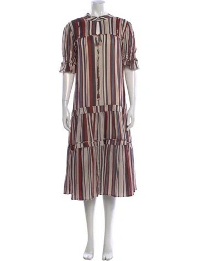 Pre-owned Apiece Apart Striped Long Dress In Red
