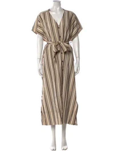 Pre-owned Apiece Apart Striped Long Dress W/ Tags In Neutrals