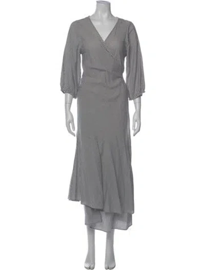 Pre-owned Apiece Apart Striped Long Dress In White