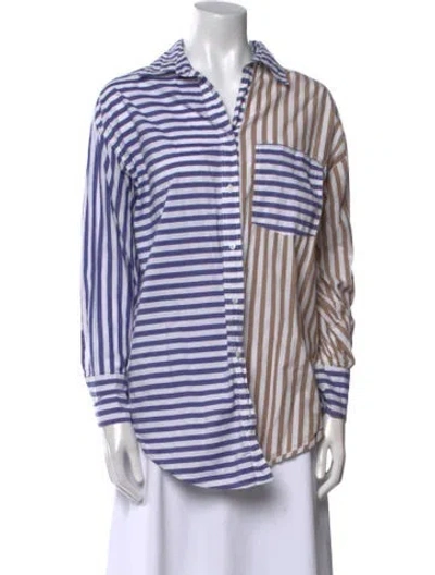 Pre-owned Apiece Apart Striped Long Sleeve Button-up Top