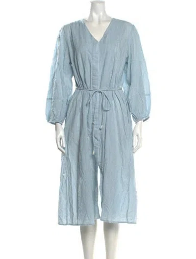 Pre-owned Apiece Apart Striped Midi Length Dress In Blue