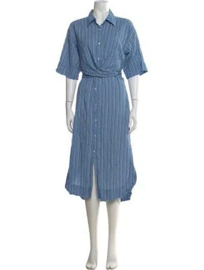 Pre-owned Apiece Apart Striped Midi Length Dress In Blue