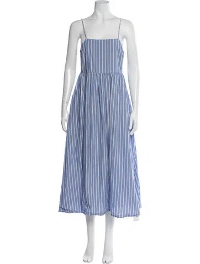 Pre-owned Apiece Apart Striped Midi Length Dress In Blue