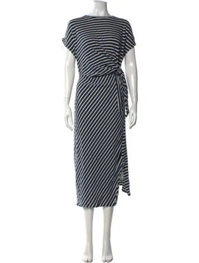Pre-owned Apiece Apart Striped Midi Length Dress In Blue