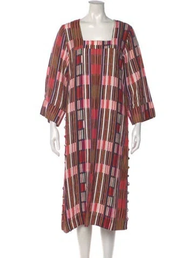 Pre-owned Apiece Apart Striped Midi Length Dress In Brown