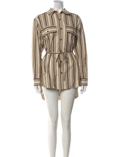 Pre-owned Apiece Apart Striped Midi Length Dress In Neutrals