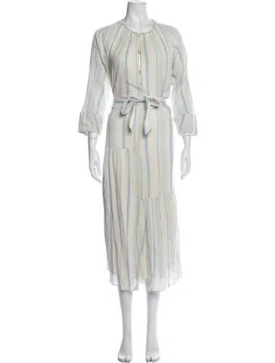 Pre-owned Apiece Apart Striped Midi Length Dress In White