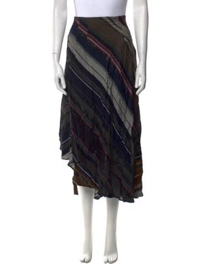 Pre-owned Apiece Apart Striped Midi Length Skirt In Black