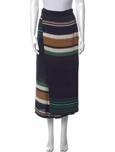 Pre-owned Apiece Apart Striped Midi Length Skirt In Blue
