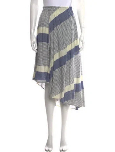 Pre-owned Apiece Apart Striped Midi Length Skirt In Blue