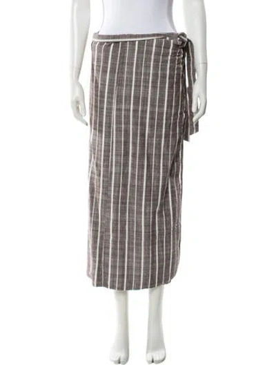 Pre-owned Apiece Apart Striped Midi Length Skirt In Neutral