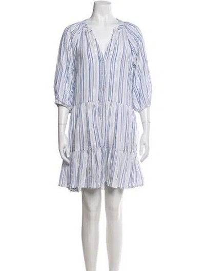 Pre-owned Apiece Apart Striped Mini Dress In Blue
