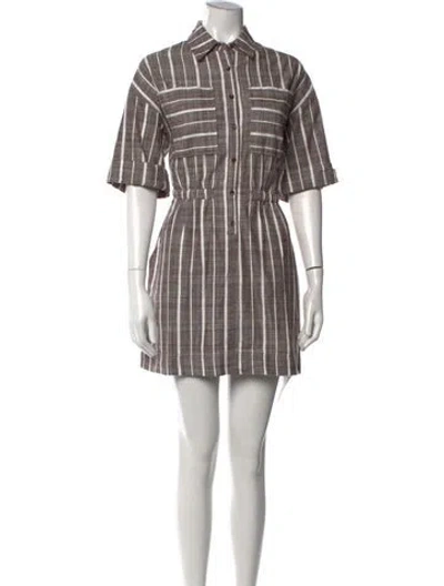 Pre-owned Apiece Apart Striped Mini Dress In Brown