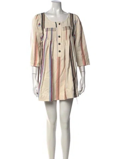 Pre-owned Apiece Apart Striped Mini Dress In Neutral