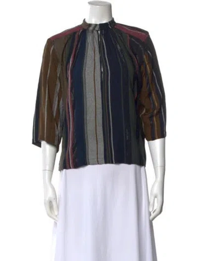 Pre-owned Apiece Apart Striped Mock Neck Blouse